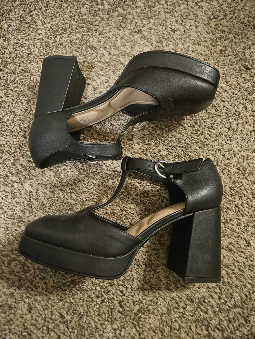 Pop Comfort Fit 8.5 M Black Mary Jane Platform Block Heel Pumps